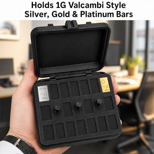 Display Case for Combibars Gold Silver Platinum Bars 1 Gram Holders, 162 Capacity Storage System (9 Trays) Collector Display for Desk, Office or Gift (Case Only, No Bars)