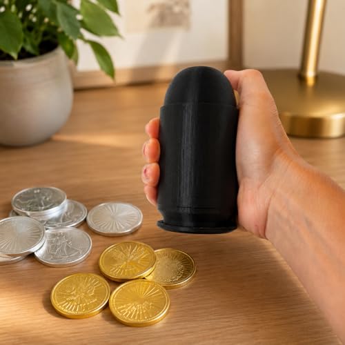 1 oz Silver Round Storage Tube, Morgan Dollar Coin Holder Case, Black Bullet-Style Screw-On Bullion Coin Storage, Holds 22 Loose Silver Copper Gold Rounds & Coins Up to 40mm, Case Only