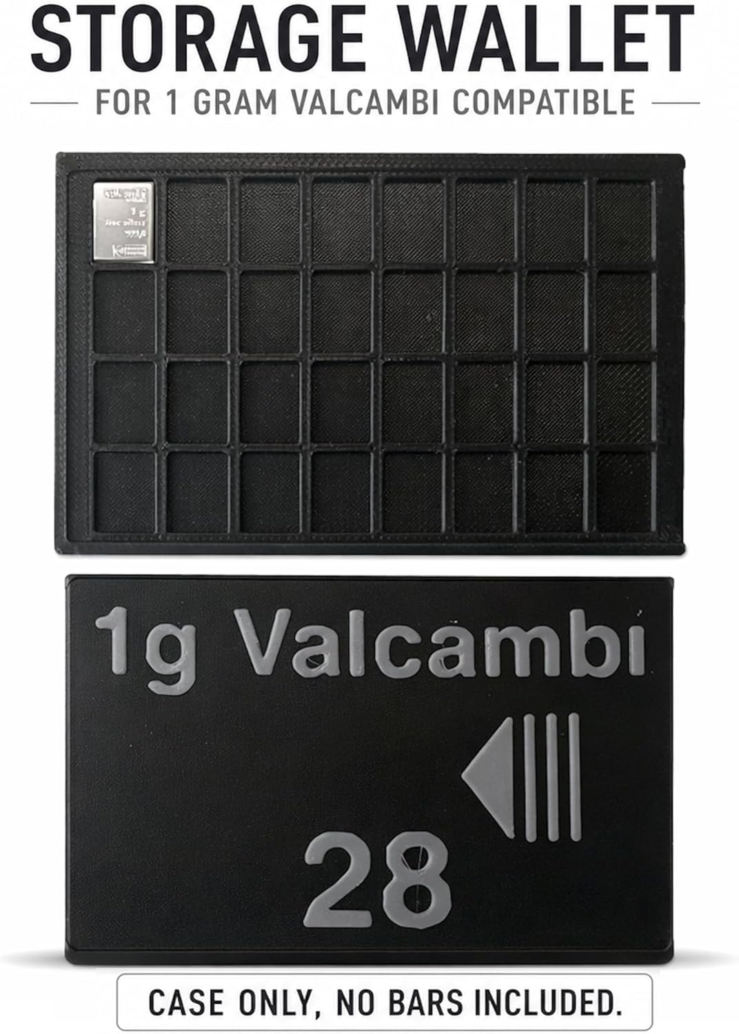 1 Gram Gold Silver Platinum Bar Holder Case, 28 Slot CombiBar Storage Wallet Bullion Bar Organizer Compatible with Valcambi CombiBar-Style Bars