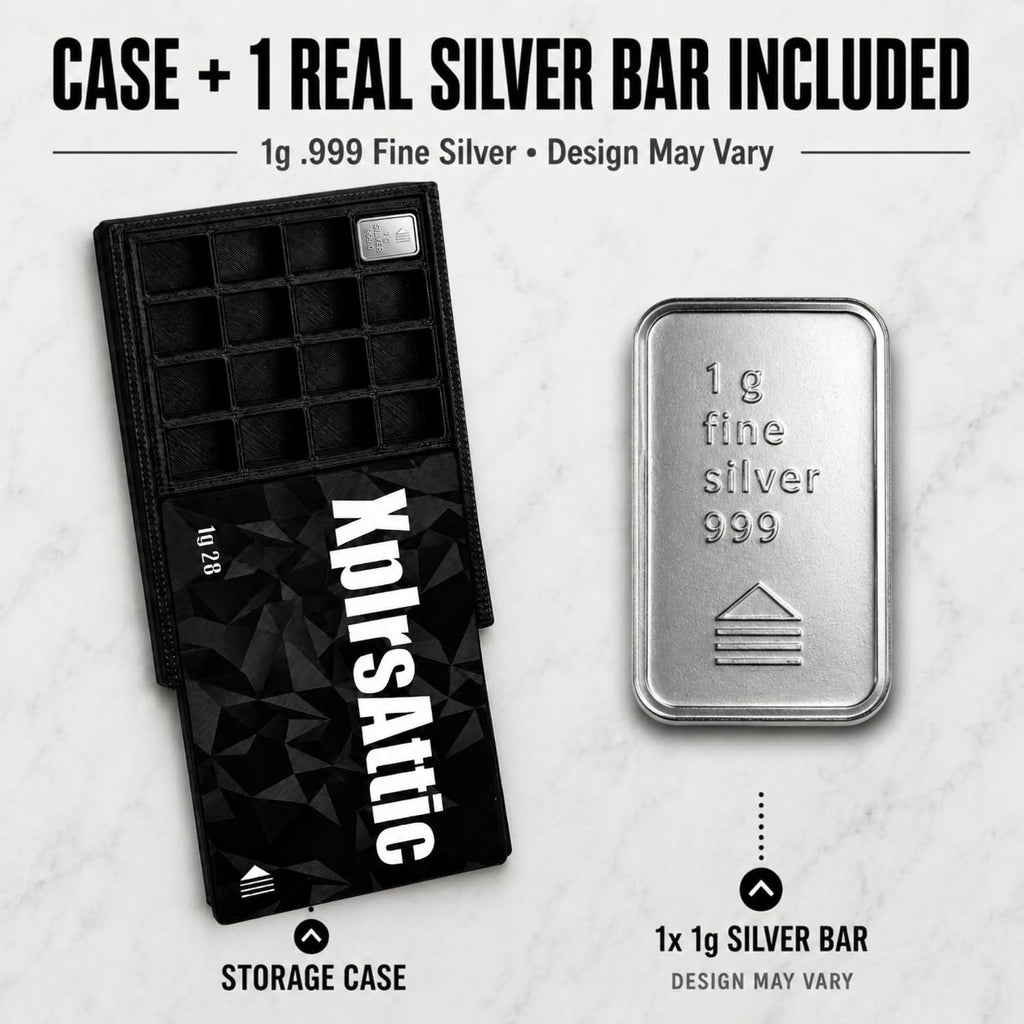 XplrsAttic 1 Gram Bullion Bar Holder Case - 28-Slot Valcambi-Style CombiBar Storage Wallet for Gold Silver Platinum Bars, Stacker Organizer