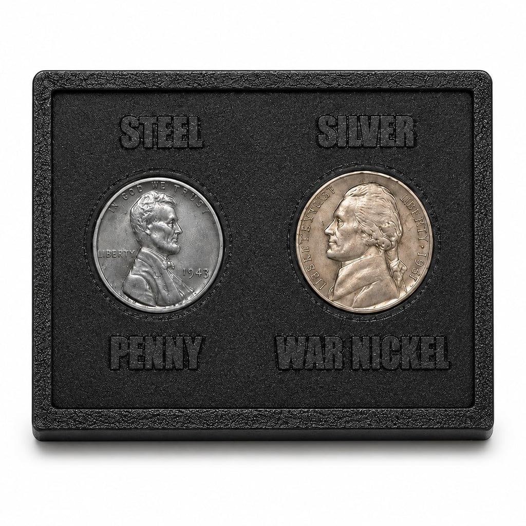 WWII Coin Display with Steel Cent & War Nickel by XplrsAttic