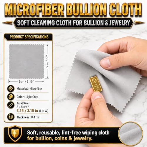 Bullion Collector Storage System – 28-Slot CombiBar Storage Wallet for 1g Gold, Silver, Platinum Bars with 30x Loupe Magnifier, White Cotton Gloves & Microfiber Cleaning Cloth, Case Only