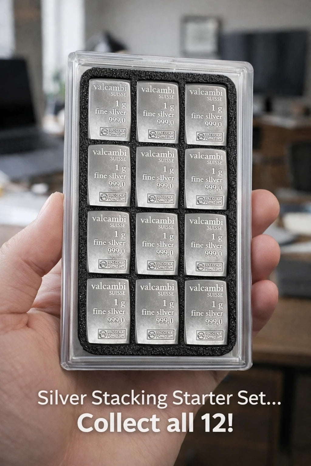 1 Gram Silver Bars Storage Case – Valcambi Compatible Holder, Fractional Silver Stack Set, Beginner Collectible Gift
