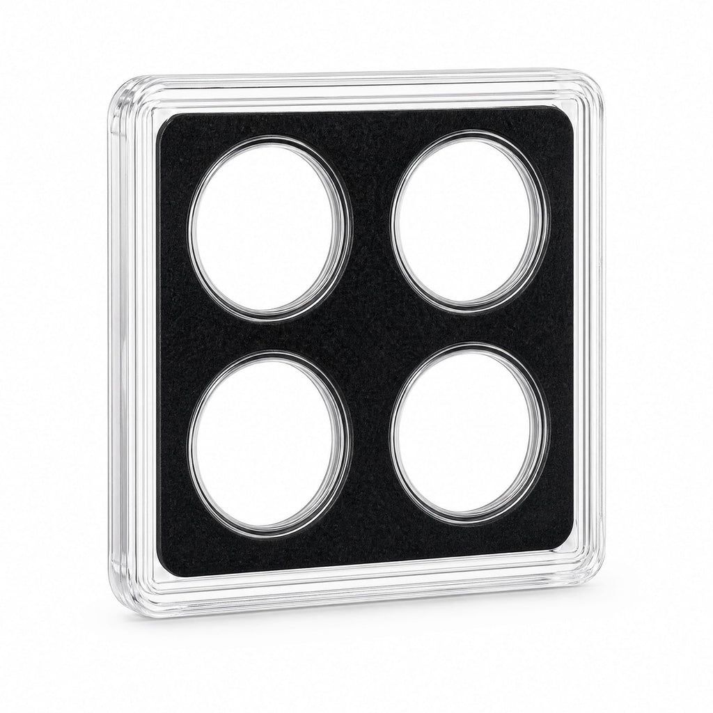 4-Slot Coin Display Case for Pennies & Dimes – Compact 2x2 Coin Holder, Starter Coin Collecting Display Case for Small U.S. Coins