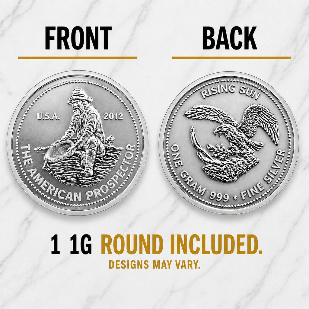 Bullion Storage Case for 1g Rounds - Holds 36 Gold Silver Platinum Rounds - 15 mm Precision Holder with Sliding Cover - Compact Organizer (1 Silver Round Included)