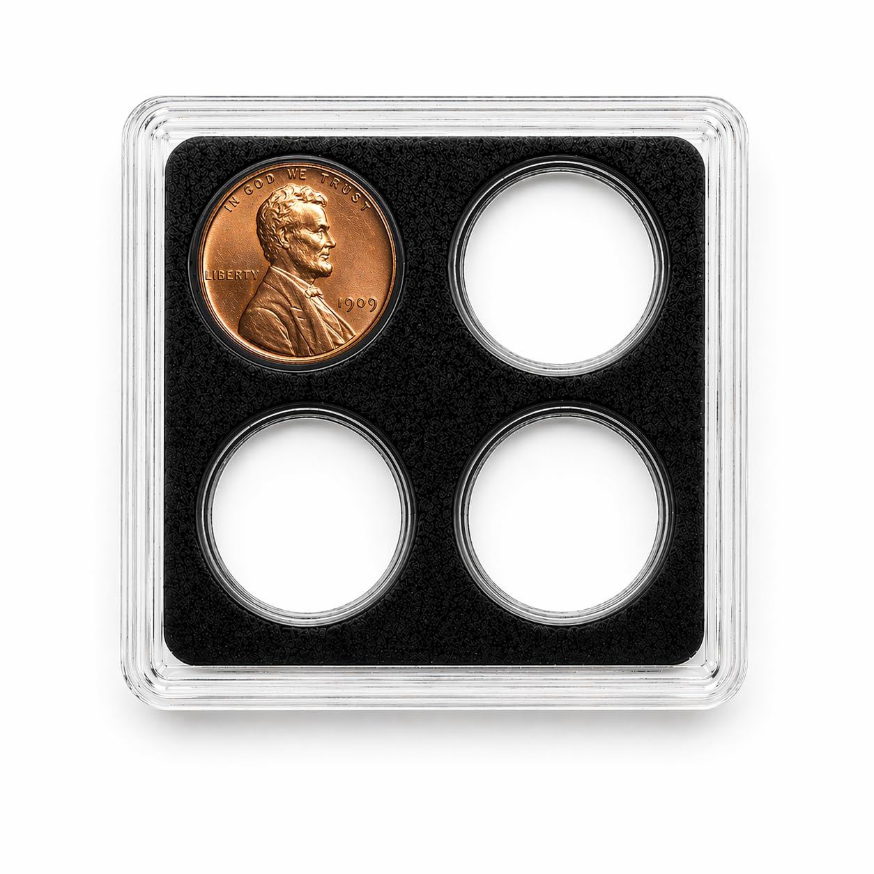 Coin Display Case for Pennies & Dimes (4 Slot) – Includes Wheat Penny – Starter Coin Collecting Kit – Compact 2x2 Holder