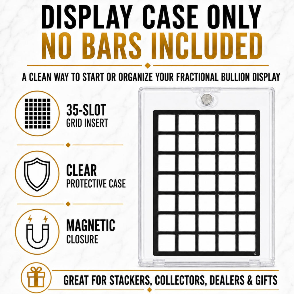 XplrsAttic Geiger Style Square Bar Display Case, Magnetic One Touch Bullion Holder for Gold & Silver Bars, Coin Showcase
