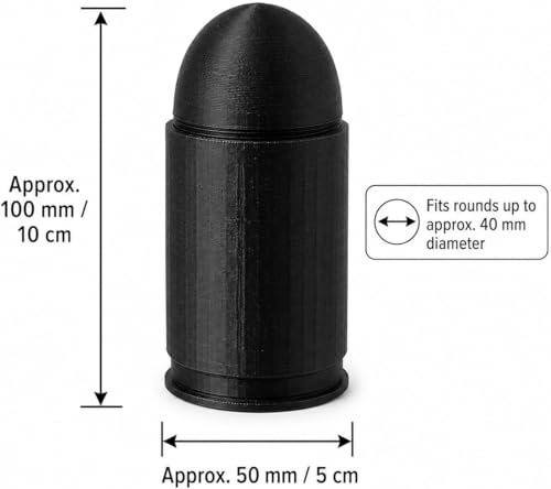 Bullet-Style Screw-On Bullion Coin Storage Case, Holds Up to 22 Loose 1 oz Silver, Copper & Gold Rounds up to 40mm, Black Plastic Coin Tube Holder with 1 Random 1 oz Copper Round Sample Included