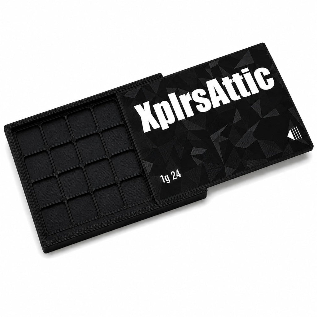 XplrsAttic 1 Gram Bullion Bar Storage Case - 24-Slots Wallet for Geiger-Style Fractional Gold & Silver Bars, Compact Stacker Organizer, Case Only