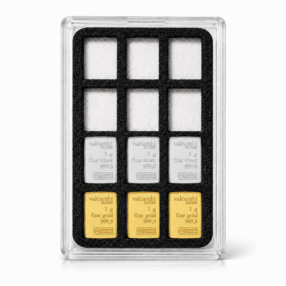 XplrsAttic 1 Gram Silver Bar Display Case - 12-Slot Bullion Holder for Valcambi-Style CombiBars, Fractional Gold Silver Platinum Stacker Organizer for Desk, Safe & Collector Storage