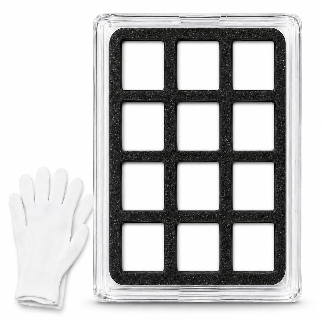 1 Gram CombiBar-Style 12-Slot Bullion Bar Display Case Gift Set – Holder for Small Gold, Silver, and Platinum Bars with Collector Accessories
