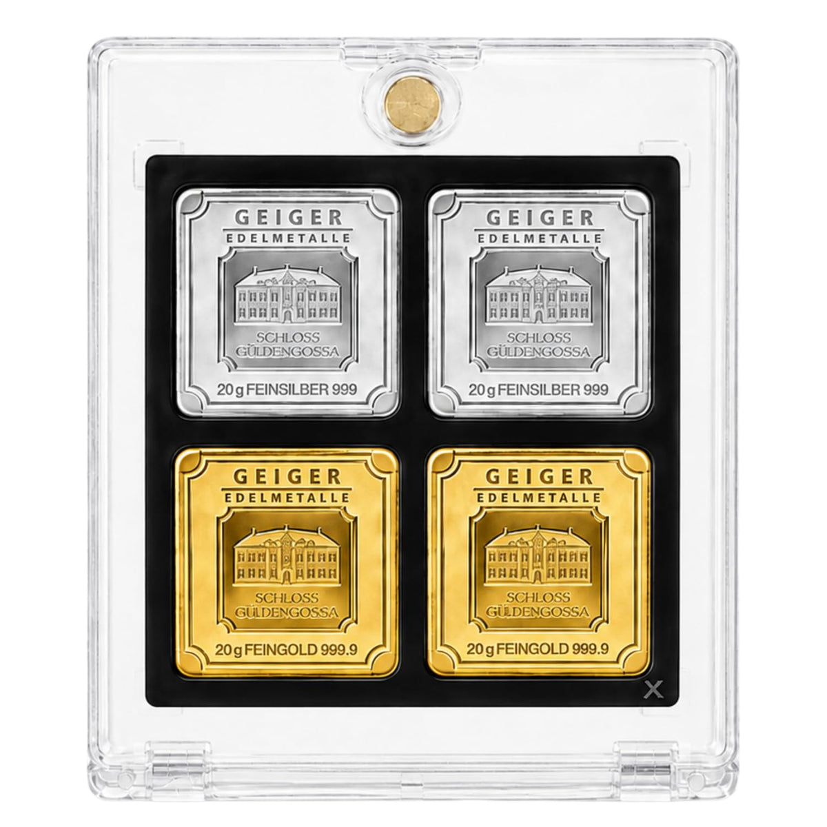 XplrsAttic Geiger Style Square Bar Display Case, Magnetic One Touch Bullion Holder for Gold & Silver Bars, Coin Showcase