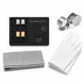 Bullion Collector Storage System – 28-Slot CombiBar Storage Wallet for 1g Gold, Silver, Platinum Bars with 30x Loupe Magnifier, White Cotton Gloves & Microfiber Cleaning Cloth, Case Only