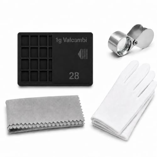 Bullion Collector Storage System – 28-Slot CombiBar Storage Wallet for 1g Gold, Silver, Platinum Bars with 30x Loupe Magnifier, White Cotton Gloves & Microfiber Cleaning Cloth, Case Only