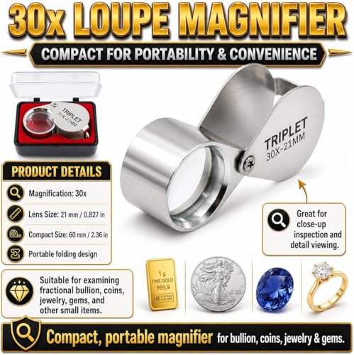 Bullion Collector Storage System – 28-Slot CombiBar Storage Wallet for 1g Gold, Silver, Platinum Bars with 30x Loupe Magnifier, White Cotton Gloves & Microfiber Cleaning Cloth, Case Only