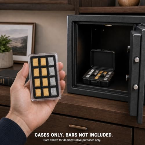1 Gram Bullion Storage Case Set for CombiBar-Style Bars – Holds 174 Gold Silver Platinum Bars, 12-Slot Display Holder + 162-Slot Organizer, Case Only