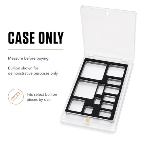 Small Bullion Storage Display Case for 1oz, 20g, 10g, 5g, 1g Gold, Silver, Platinum Bars, Magnetic Closure