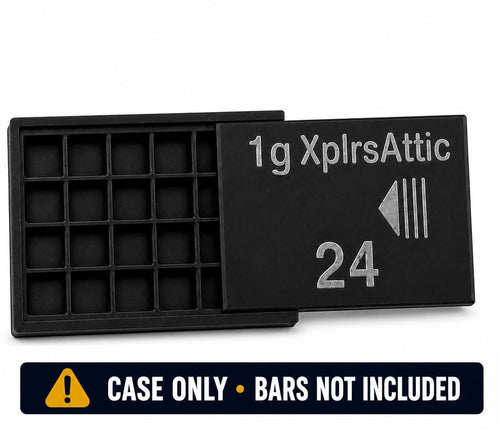 1 Gram Bullion Bar Storage Case – Compatible with Geiger 1g Silver Bars, Fractional Gold & Silver Bar Organizer, Case Only (24-Slots)