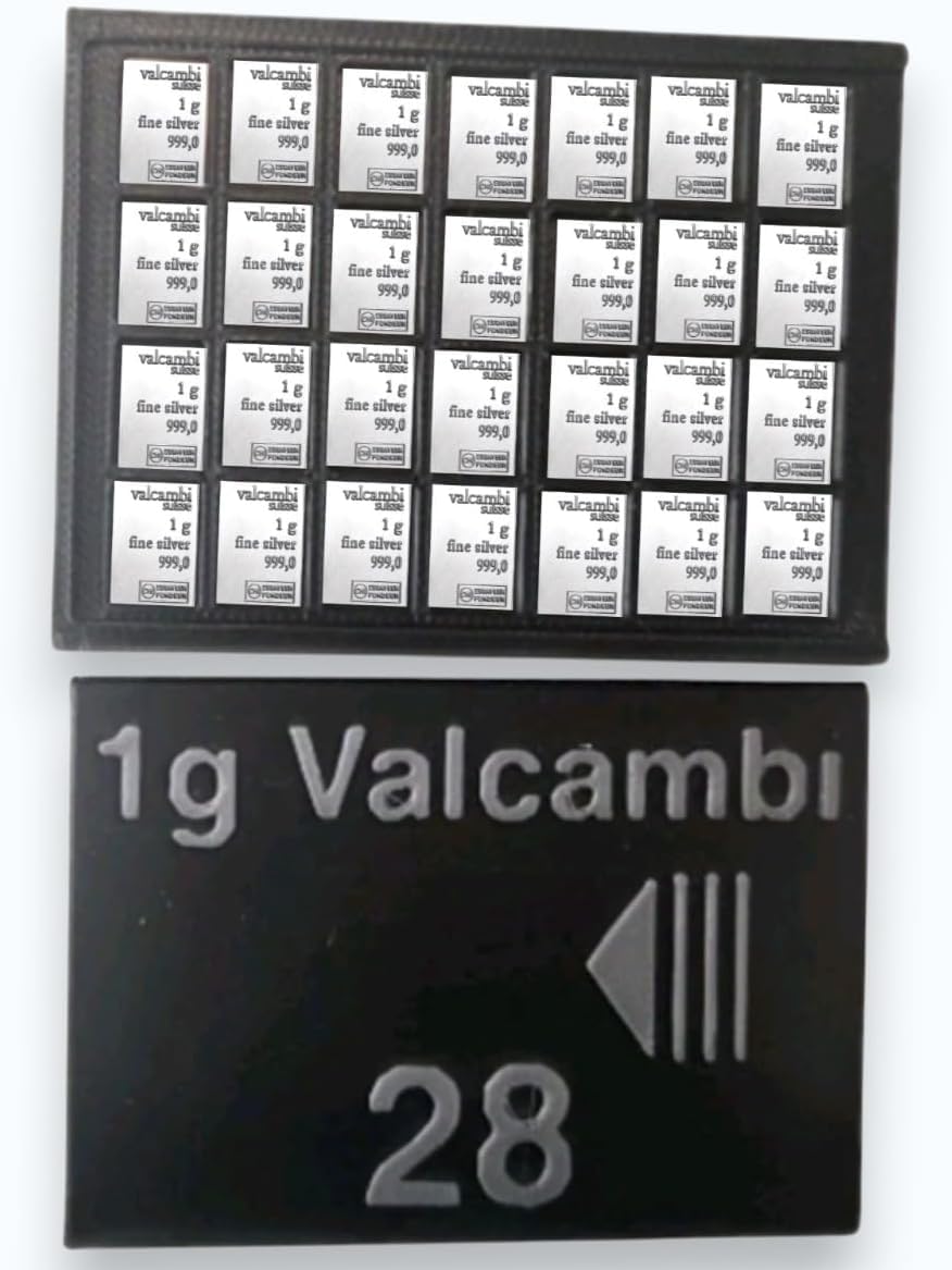1 Gram Gold Silver Platinum Bar Holder Case, 28 Slot CombiBar Storage Wallet Bullion Bar Organizer Compatible with Valcambi CombiBar-Style Bars