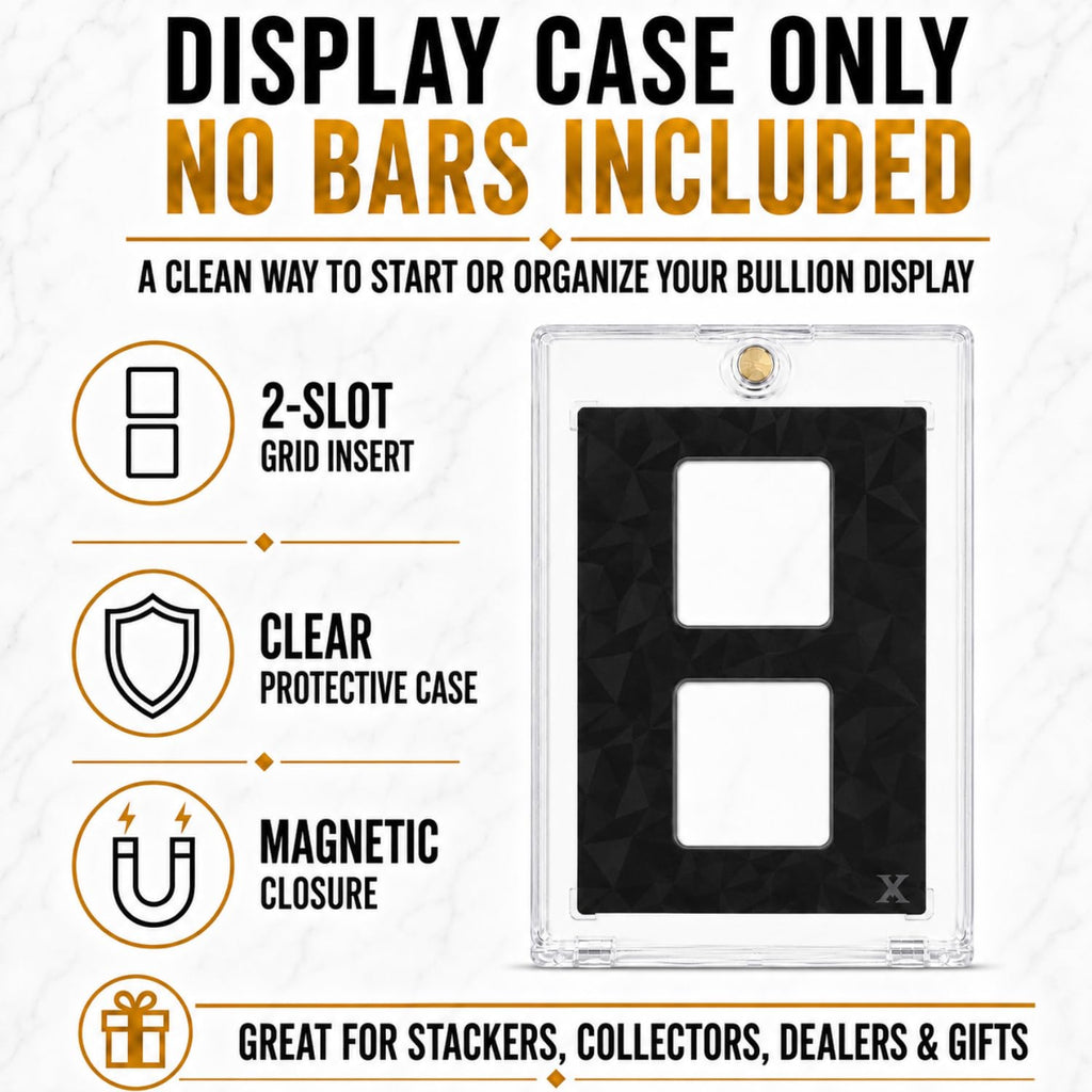 XplrsAttic Geiger Style Square Bar Display Case, Magnetic One Touch Bullion Holder for Gold & Silver Bars, Coin Showcase
