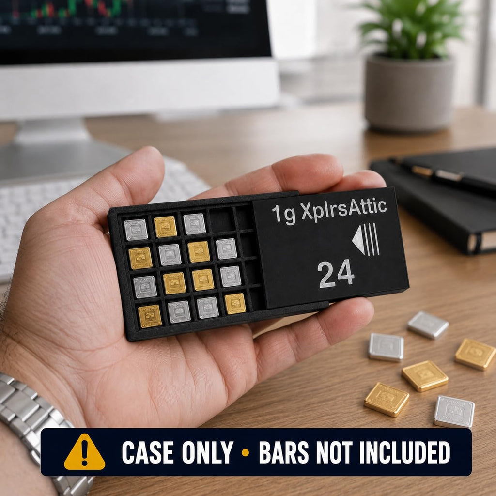 1 Gram Bullion Bar Storage Case – Compatible with Geiger 1g Silver Bars, Fractional Gold & Silver Bar Organizer, Case Only (24-Slots)