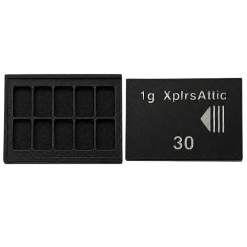1 Gram Bar Storage Case with Slide Cover, 10-Slot 3D Printed Holder Tray, Holds up to 30 Scottsdale-Style Mini Bars, Compact Black Display Organizer, Case Only
