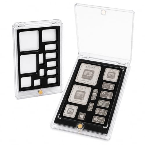 Small Bullion Storage Display Case for 1oz, 20g, 10g, 5g, 1g Gold, Silver, Platinum Bars, Magnetic Closure