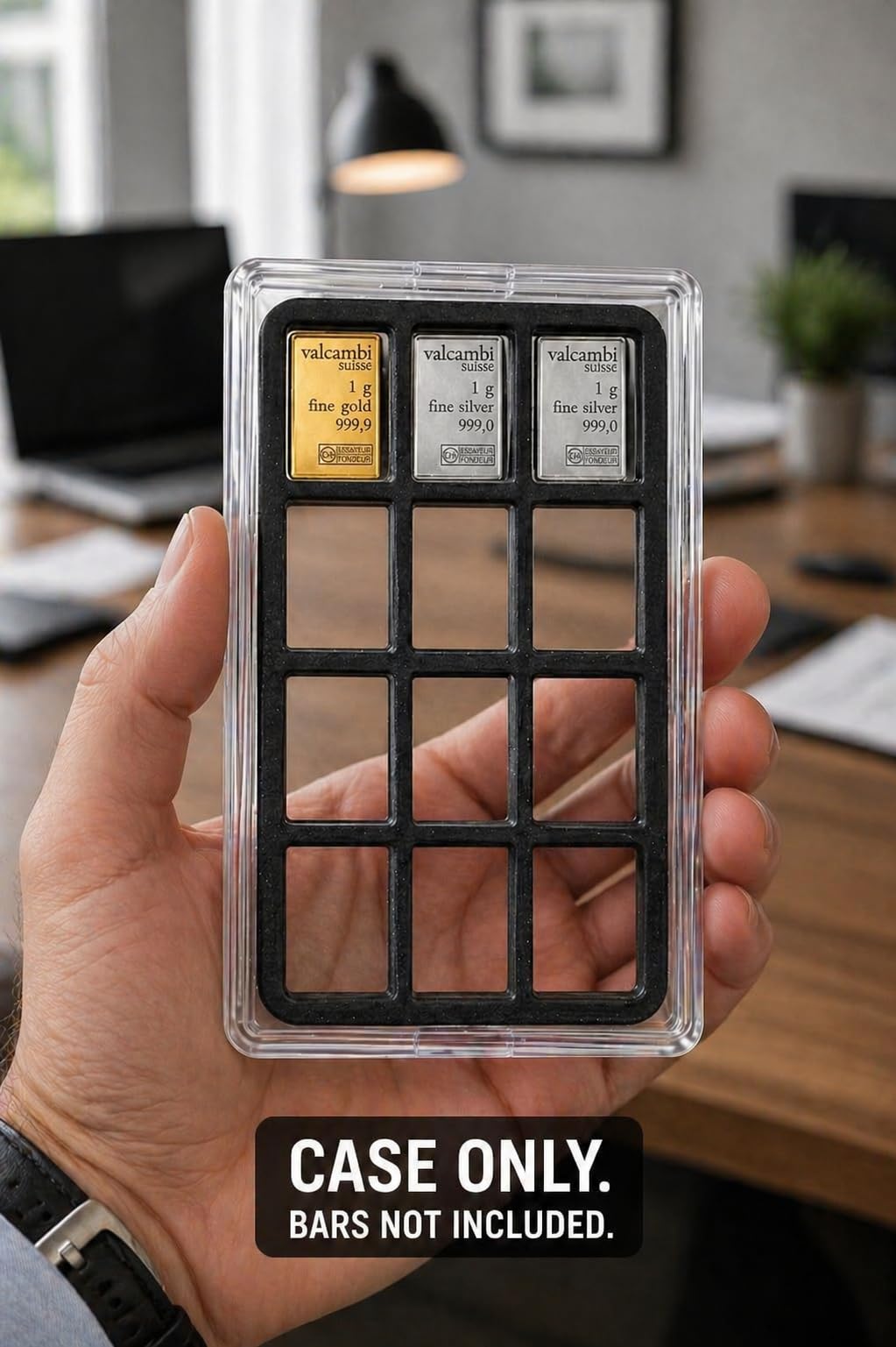 Display Case for Combibars Gold Silver Platinum Bars 1 Gram Holders | Collectible Display Holder for Desk, Office, or Gift
