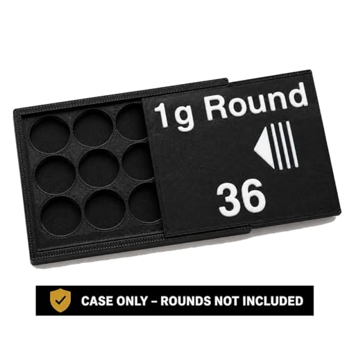 Bullion Storage Case for 1g Rounds - Holds 36 Gold Silver Platinum Rounds - 15 mm Precision Holder with Sliding Cover - Compact Organizer (Case Only, Bars Not Included)