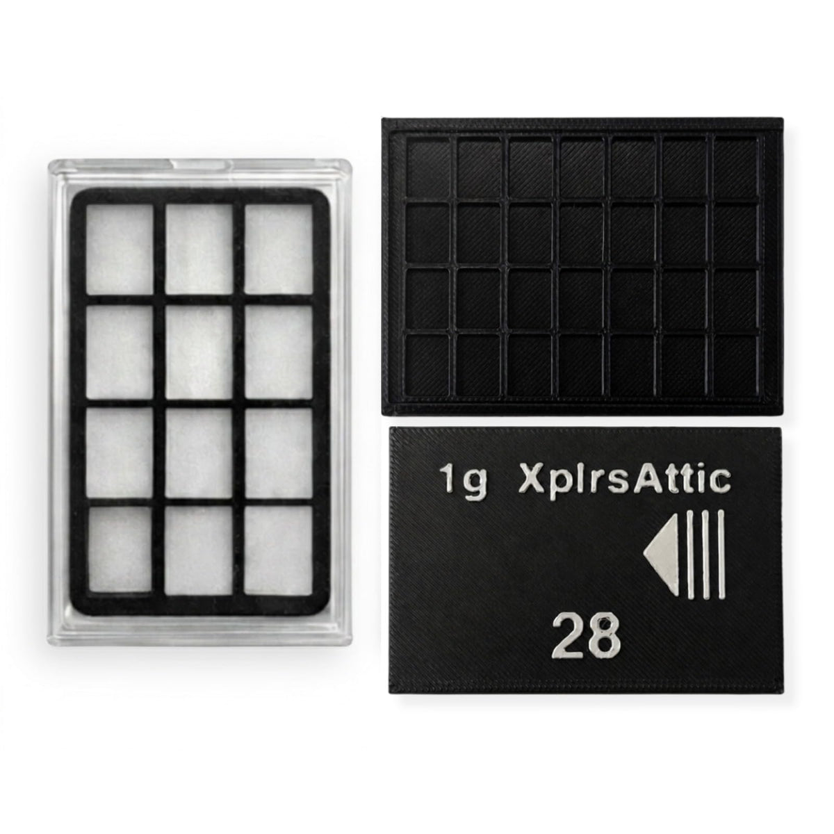 1g Bullion Bar Storage Case Bundle – 28 Slot Sliding Wallet + 12 Slot Display Case for Valcambi Style CombiBars, Silver Gold Platinum Bar Organizer, Desk Safe Pocket Storage (Cases Only)