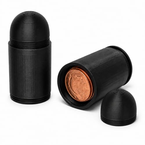 1 oz Silver Round Storage Tube, Morgan Dollar Coin Holder Case, Black Bullet-Style Screw-On Bullion Coin Storage, Holds 22 Loose Silver Copper Gold Rounds & Coins Up to 40mm, Case Only