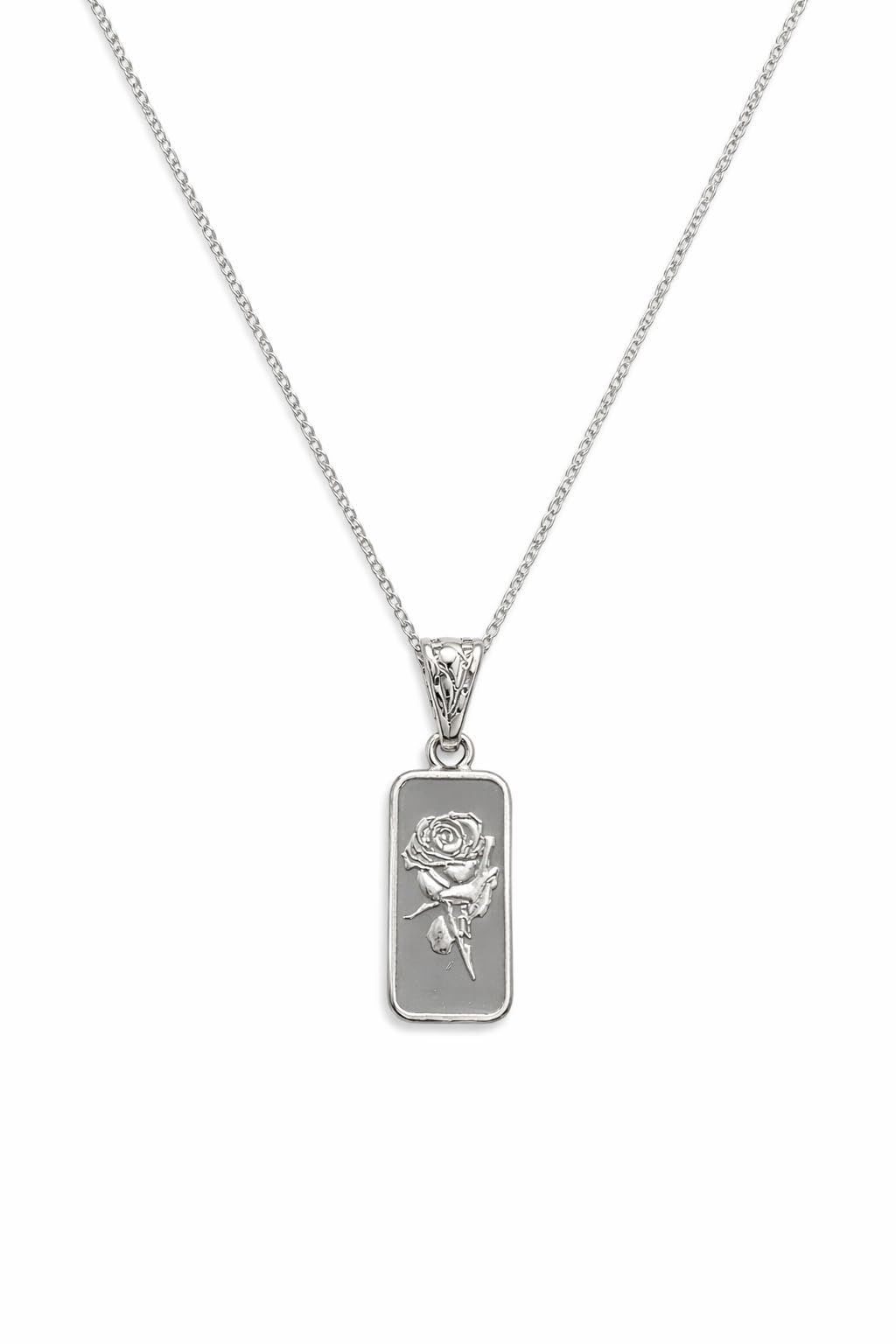 Rose Flower Necklace for Women, Fine Silver Pendant with Chain, Elegant Jewelry Gift for Her, Birthday Anniversary Valentine’s Day Gift