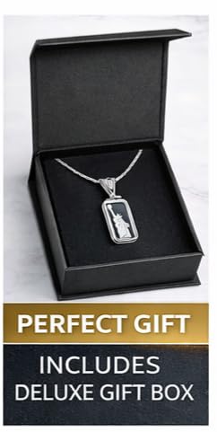 Solid .999 Fine Silver Statue of Liberty Necklace Real Silver Bar Pendant, 20" Sterling Chain, Minimalist USA Jewelry Gift for Women & Men