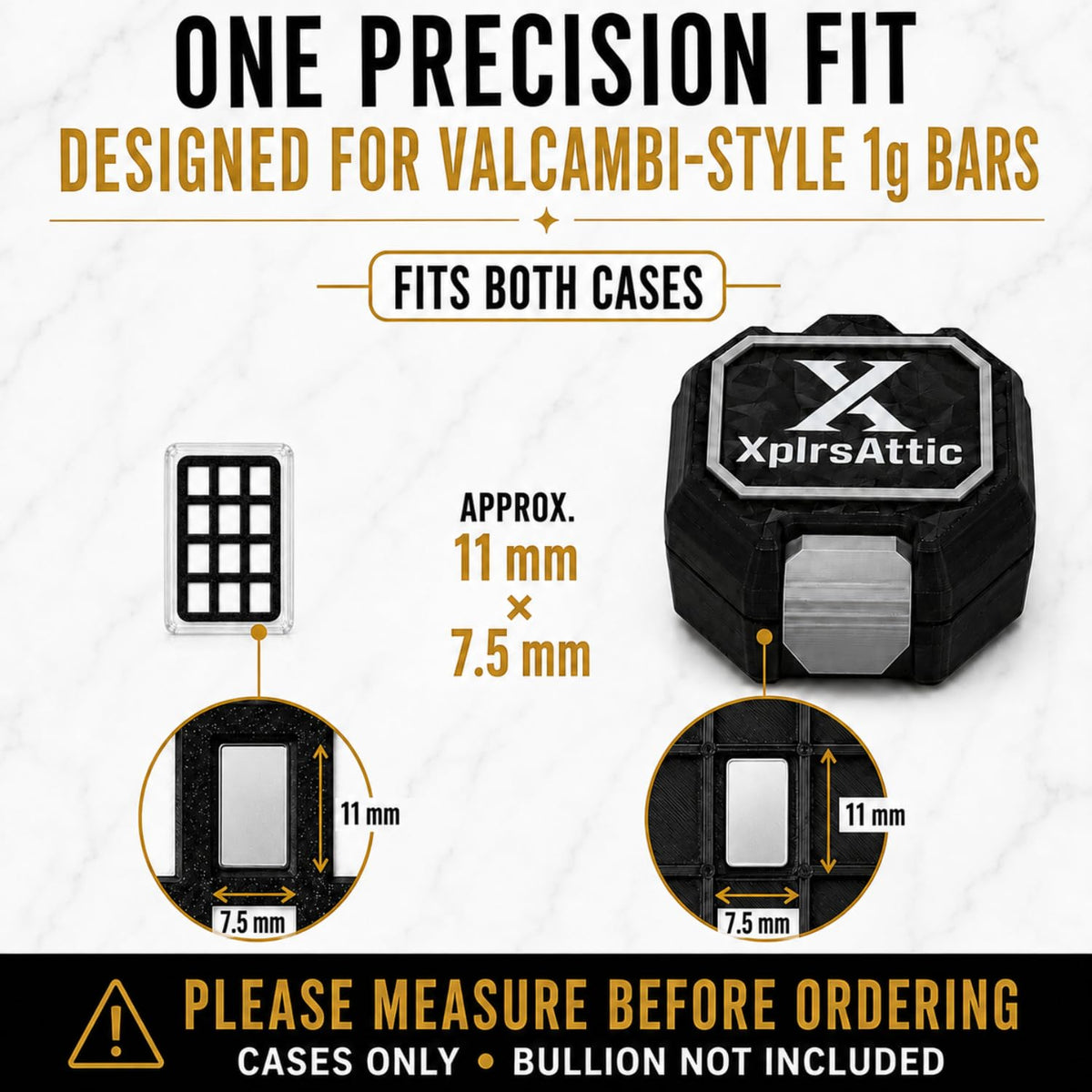 XplrsAttic 222 Slot Valcambi Style CombiBar Storage Bundle 210-Slot Bulk Storage Case + 12 Slot Clear Display Case, Complete Gold & Silver Bar Display & Storage System, Cases Only