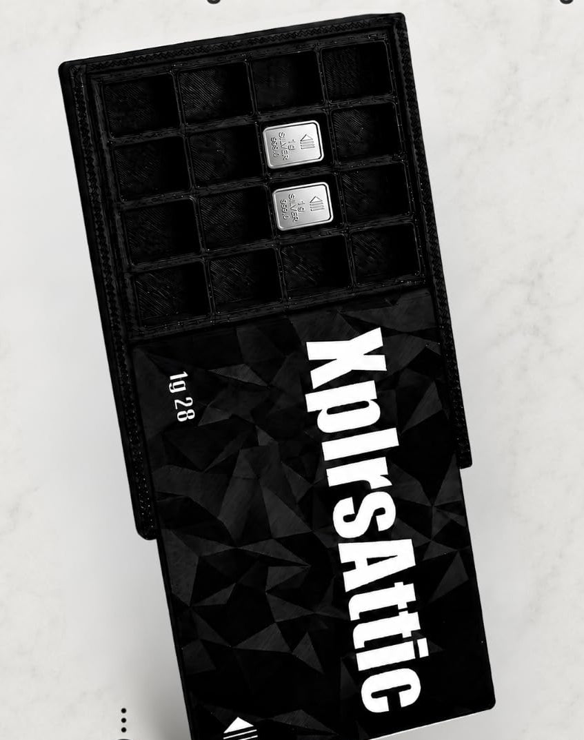 XplrsAttic 1 Gram Bullion Bar Holder Case - 28-Slot Valcambi-Style CombiBar Storage Wallet for Gold Silver Platinum Bars, Stacker Organizer