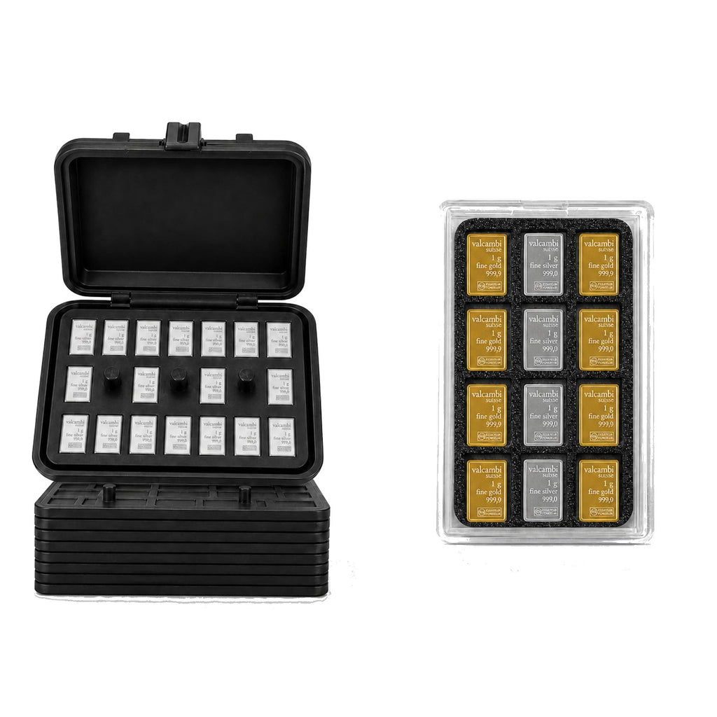 1 Gram Bullion Storage Case Set for CombiBar-Style Bars – Holds 174 Gold Silver Platinum Bars, 12-Slot Display Holder + 162-Slot Organizer, Case Only