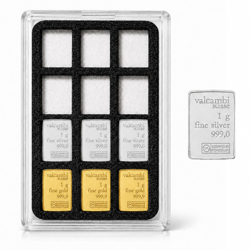 XplrsAttic 1 Gram Silver Bar Display Case - 12-Slot Bullion Holder for Valcambi-Style CombiBars, Fractional Gold Silver Platinum Stacker Organizer for Desk, Safe & Collector Storage
