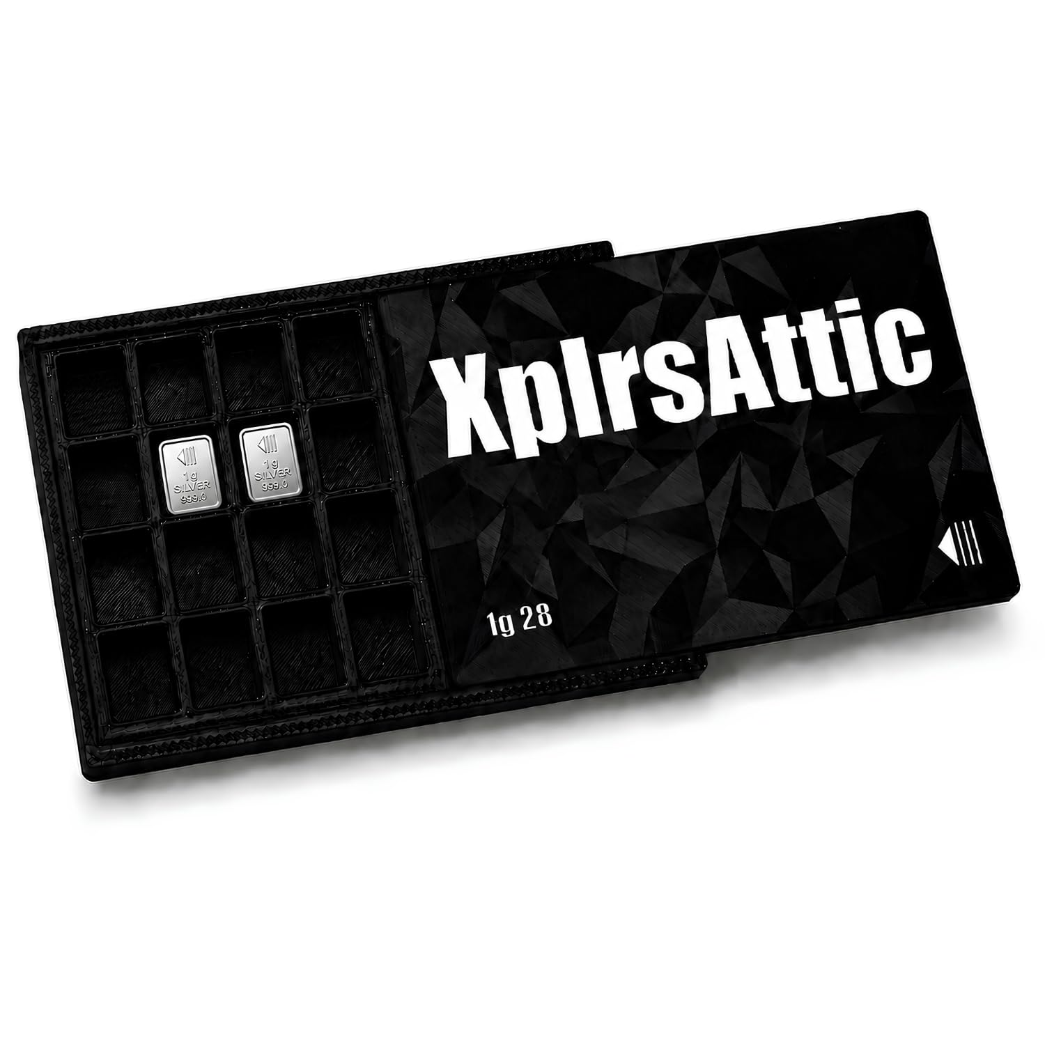 XplrsAttic 1 Gram Bullion Bar Holder Case - 28-Slot Valcambi-Style CombiBar Storage Wallet for Gold Silver Platinum Bars, Stacker Organizer